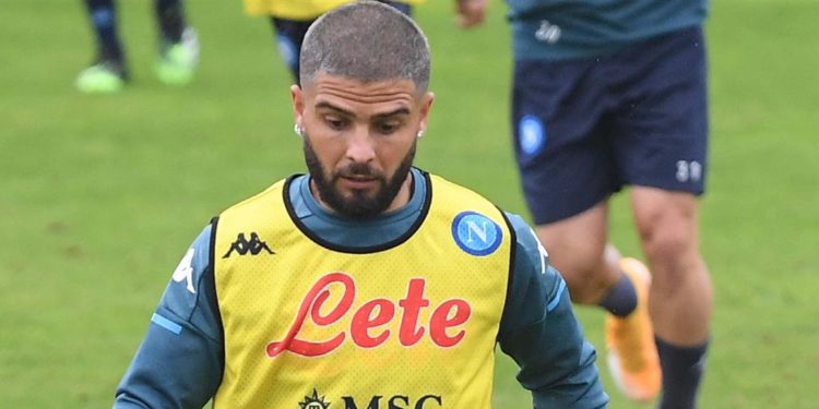 Lorenzo Insigne durante l'allenamento di oggi col Napoli
