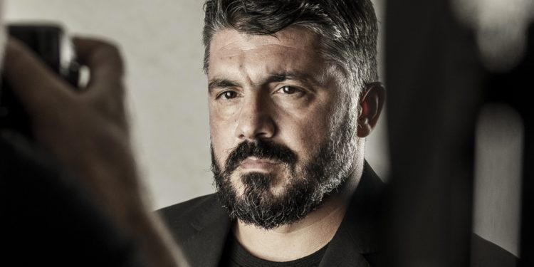 L'allenatore del Napoli, Rino Gattuso, durante lo shooting del calendario 2021 della squadra