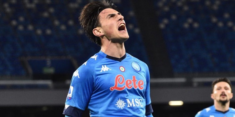 Elmas esulta dopo il gol dell'1-0 segnato oggi al Parma