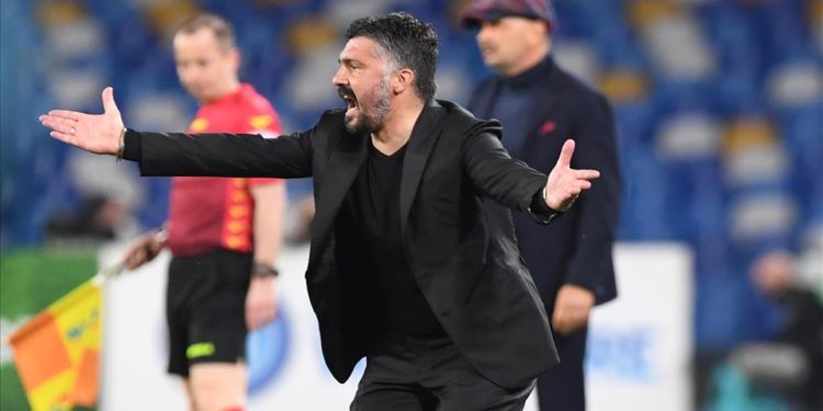 L'allenatore del Napoli Gennaro Gattuso (Foto dal sito del Napoli calcio)