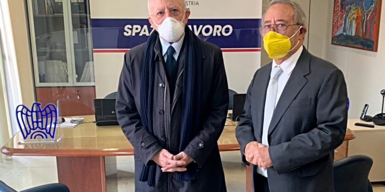 il presidente della regione Campania Vincenzo De Luca con Oreste Vigorito, presidente di Confindustria Benevento