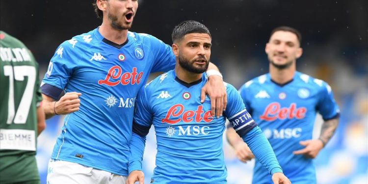 Da sx a dx: Fabián Ruiz, Insigne e Politano (Foto dal sito ufficiale del Napoli Calcio)