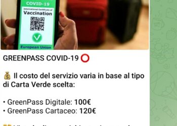 Vendita Green Pass di contrabbando su Telegram