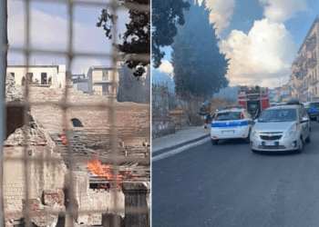 Pozzuoli, incendio nell’Anfiteatro Flavio