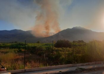 Mondragone, brucia il Monte Petrino: scia di fumo e cenere sulla Statale Domitiana (Video e foto)