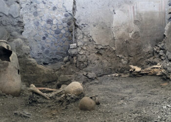 Scavi di Pompei, scoperti gli scheletri di due vittime del terremoto legato all’eruzione